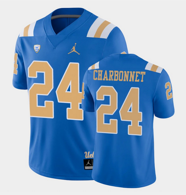 Men's UCLA Bruins #24 Zach Charbonnet Blue Game Stitched Jersey